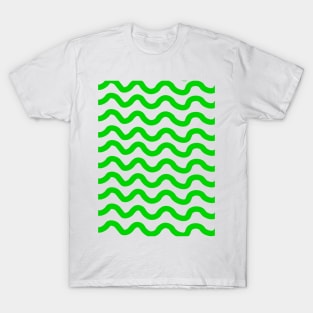 Green horizontal wavy lines pattern T-Shirt